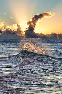 Sunset Wave Splash Fine Art Photograph on Metal