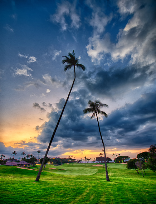 Sunset on a Ka'anapali Golf Course Fine Art Photograph on Metal