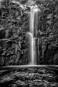 Waterfall in Black and White Fine Art Photograph on Metal